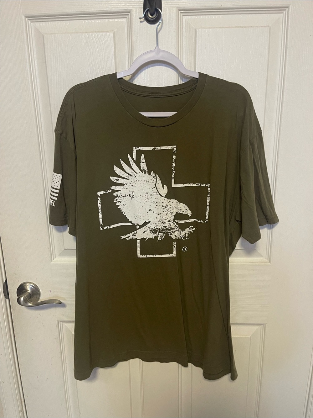 Men's Olive Green Graphic T-Shirt with Eagle Print